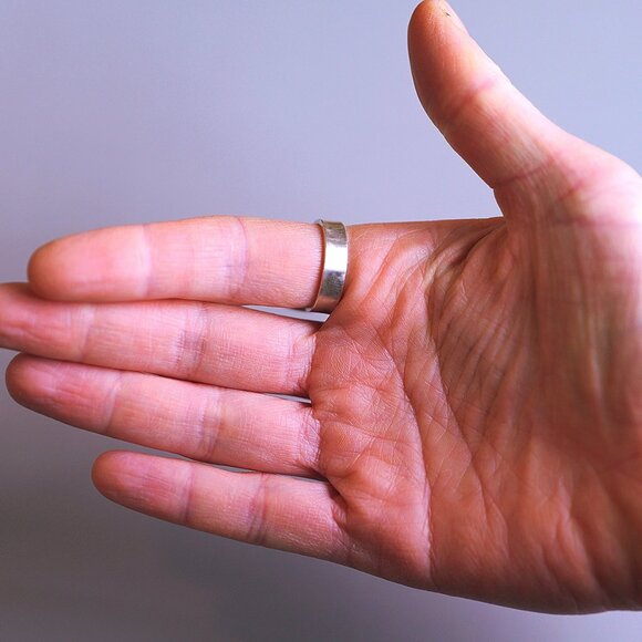 Tourmalinated Quartz Crescent Moon Ring SZ 7.5 Handmade by Me Sterling Silver - Picture 7 of 7